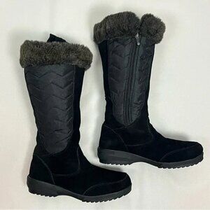 Lands' End Sophia Tall Winter Snow Boots Size 8.5 Faux Fur Suede Cold Weather